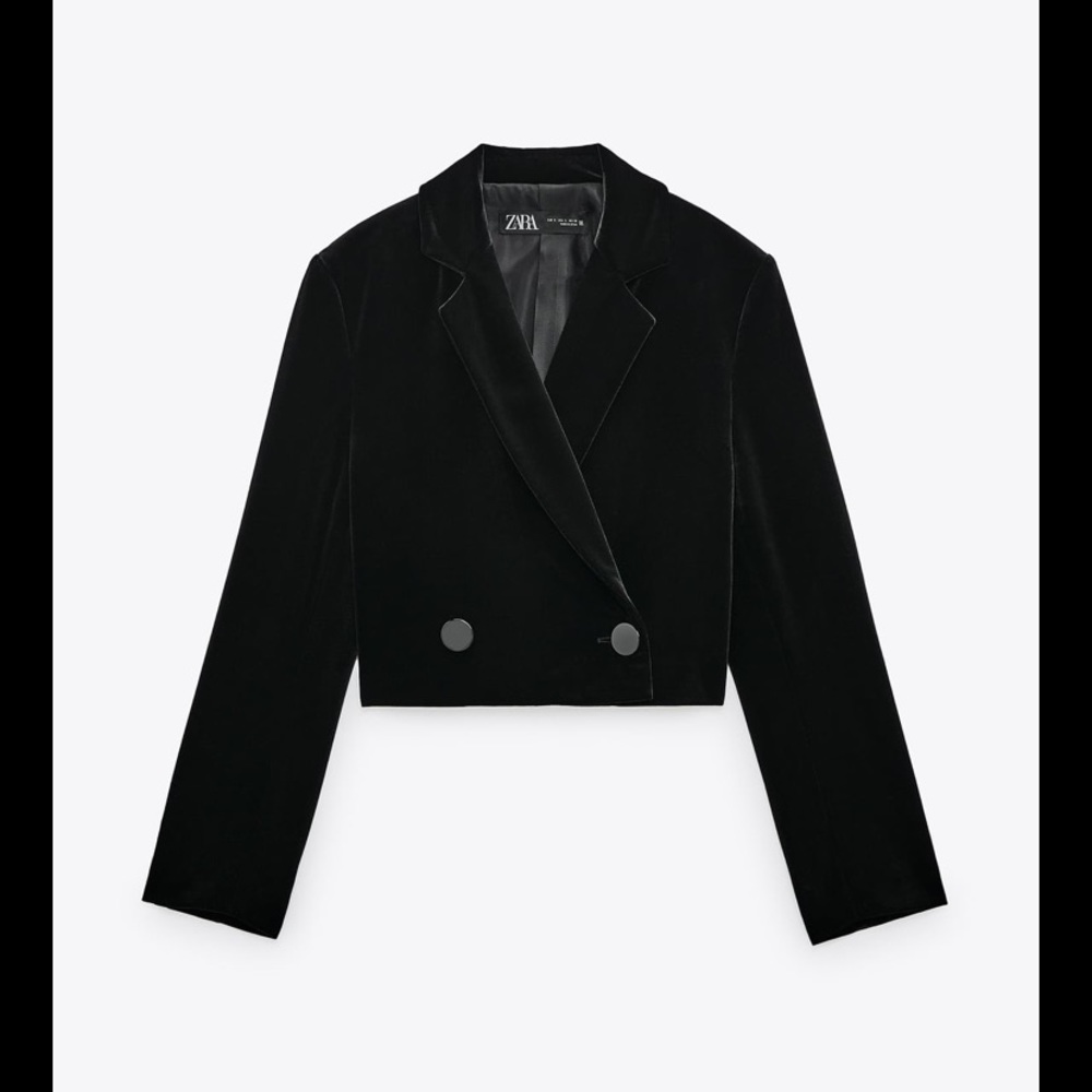 Zara cropped velvet blazer
